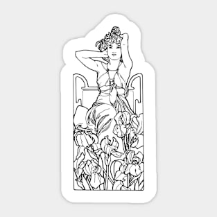 Alphonse Mucha Amethyste black and white Sticker